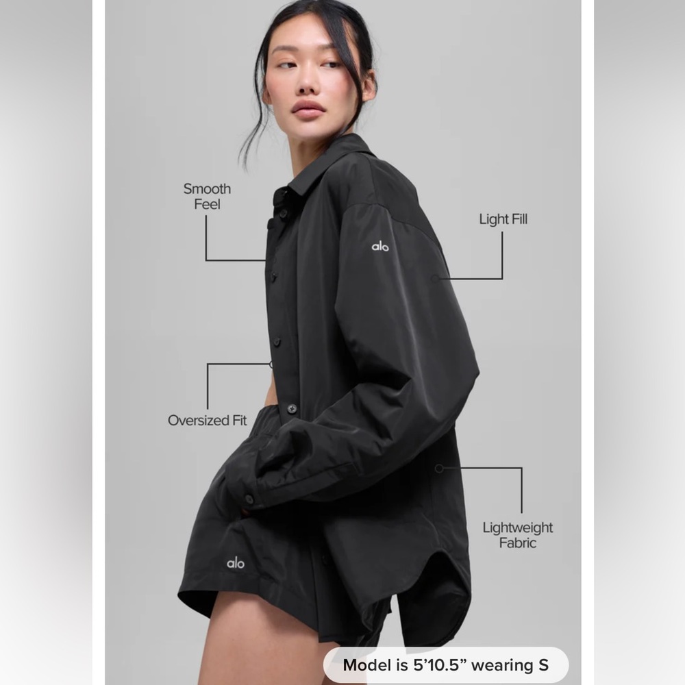 ALO Socialite Shacket in Black Lightweight Jacket NWT XS - Picture 5 of 16